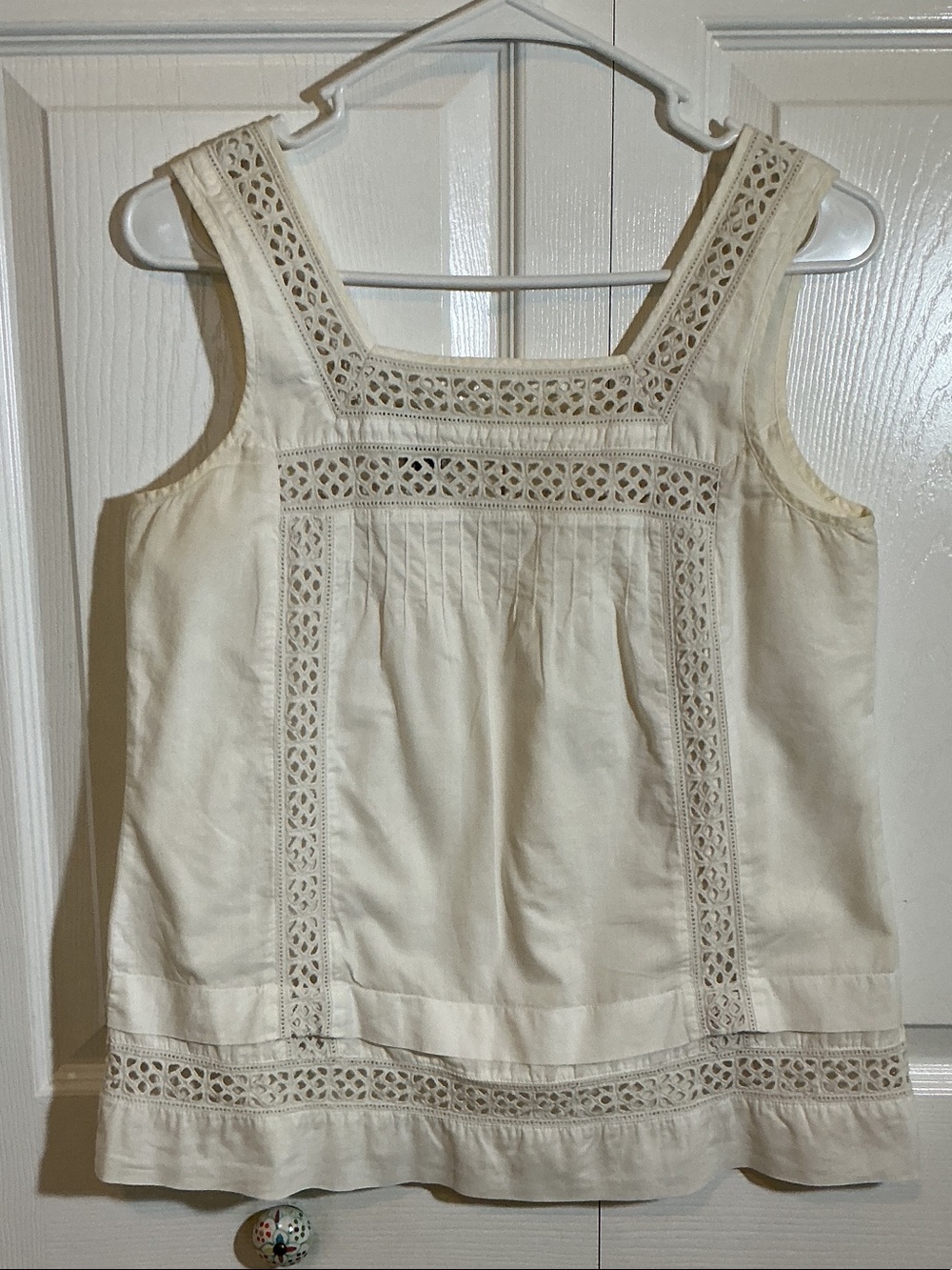 GAP Cream Crochet-Trim Square-Neck Tank